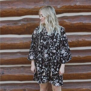 Floral Black and White Dress